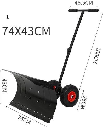 ELEFOCUS Snow Shovel with Wheels, Heavy-Duty Rolling Snow Pusher with Extendable Handle, Rolling Manual Snow Shovel(L) in Saudi Arabia