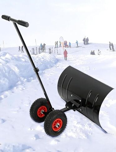 مجرفة ثلج دوارة من ELEFOCUS، أداة دفع ثلج فولاذية متعددة الزوايا مع مقبض قابل للتعديل لإزالة الثلج بسرعة على الأرصفة (مقبض واحد) in Kuwait