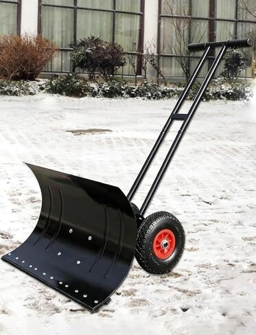 ELEFOCUS Wheeled Rolling Snow Shovel, Multi-Angle Steel Snow Pusher with Adjustable Handle for Fast Snow Removal on Sidewalks(Single-Handle) in Saudi Arabia