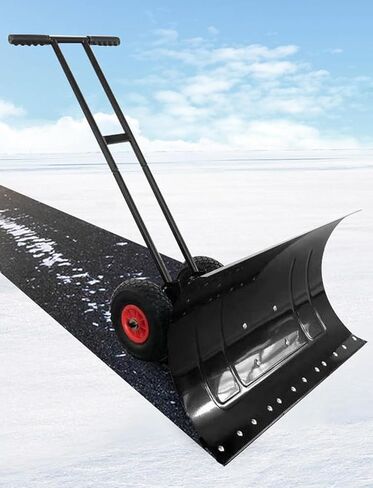 ELEFOCUS Dual-Handle Wheeled Snow Shovel, Adjustable Height-Blade Direction, Carbon Steel Pusher for Snow, Grain, Coal, and Sand(100x43cm/39x17in) in Saudi Arabia