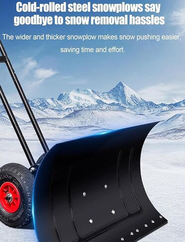 مجرفة دافعة للثلج قابلة للتعديل مع عجلات من ELEFOCUS - تصميم بمقبض مزدوج لإزالة الثلج على الممرات وممرات الباحات (مقبض مزدوج) in Kuwait