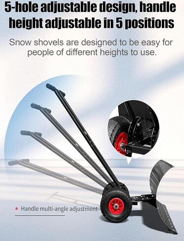 مجرفة دافعة للثلج قابلة للتعديل مع عجلات من ELEFOCUS - تصميم بمقبض مزدوج لإزالة الثلج على الممرات وممرات الباحات (مقبض مزدوج) in Kuwait