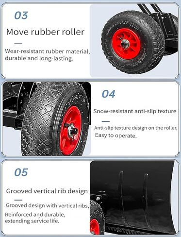 مجرفة دافعة للثلج قابلة للتعديل مع عجلات من ELEFOCUS - تصميم بمقبض مزدوج لإزالة الثلج على الممرات وممرات الباحات (مقبض مزدوج) in Kuwait