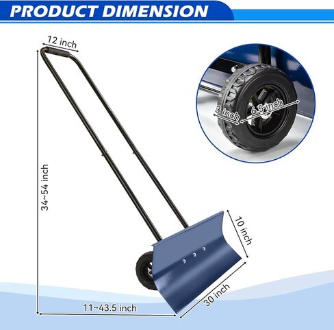 ELEFOCUS 30-Inch Wide Snow Shovel with Wheels,Snow Shovel Pusher and Barn Shovel and an Adjustable Handle in Saudi Arabia