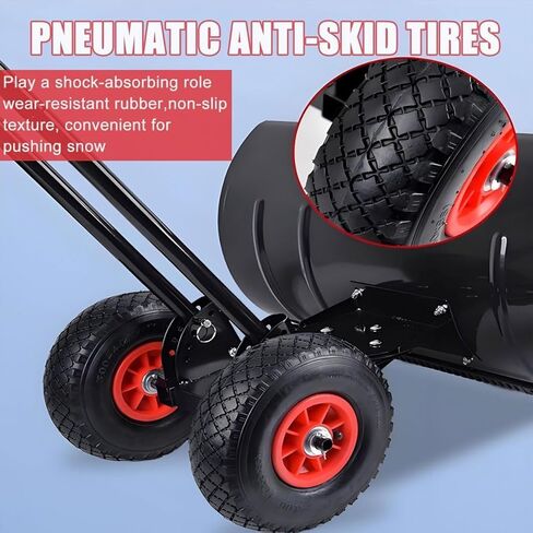 مجرفة الثلج اليدوية من ELEFOCUS بعجلات، أداة دفع الثلج المتدحرجة من الفولاذ الكربوني مع مقبض قابل للتعديل بـ 5 مستويات ورأس مجرفة قابلة للتعديل 360 درجة in Kuwait