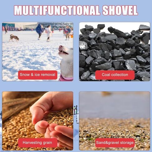 مجرفة الثلج اليدوية من ELEFOCUS بعجلات، أداة دفع الثلج المتدحرجة من الفولاذ الكربوني مع مقبض قابل للتعديل بـ 5 مستويات ورأس مجرفة قابلة للتعديل 360 درجة in Kuwait