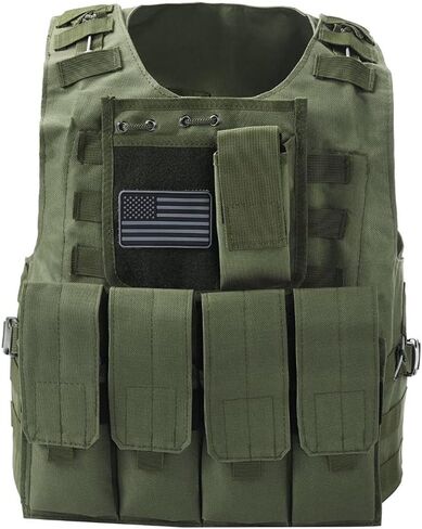 سترة Airsoft التكتيكية مع رقعة العلم الأمريكي Molle PALS و4 أكياس ماج in Kuwait