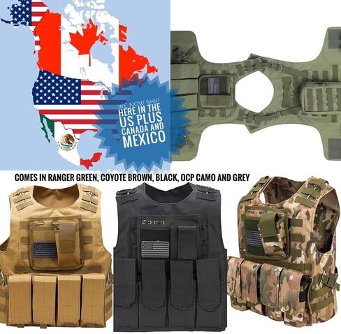 سترة Airsoft التكتيكية مع رقعة العلم الأمريكي Molle PALS و4 أكياس ماج in Kuwait