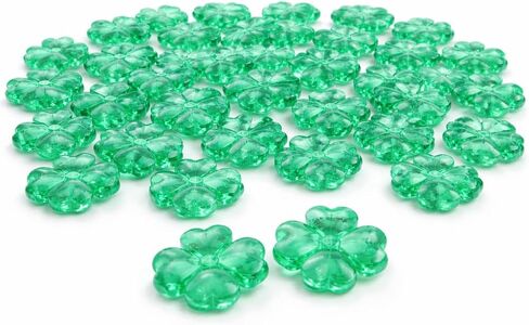 PMLAND Spring Acrylic Green Mini Lucky Four Leaf Clover Ornaments and Table Scatter Decoration - 70+ Pieces for Holiday Party Festival Events Home Decor in Kuwait