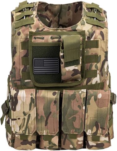 سترة Airsoft التكتيكية مع رقعة العلم الأمريكي وأكياس ماج (متعددة الكاميرات، صغيرة وكبيرة) in Kuwait