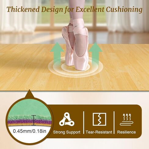 Portable Dance Floor 4ftx6ft,Marley Dance Floor 0.18in Thick,Non-Slip Ballet Practice Floor Mat, Marley Dance Flooring for Ballet Jazz,Pop （4.5mm） in Kuwait