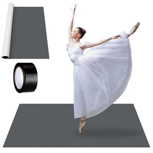 Nuanchu 6.6 x 3.9 ft Reversible Dance Floor Roll with 36 Yard Black Pinstriping Tape Portable Non Slip PVC Vinyl Dance Mat Floor for Ballet, Jazz, Install and Clean in Saudi Arabia