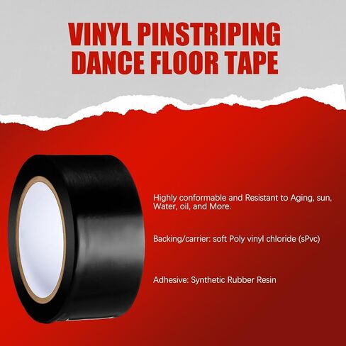 Nuanchu 6.6 x 3.9 ft Reversible Dance Floor Roll with 36 Yard Black Pinstriping Tape Portable Non Slip PVC Vinyl Dance Mat Floor for Ballet, Jazz, Install and Clean in Saudi Arabia