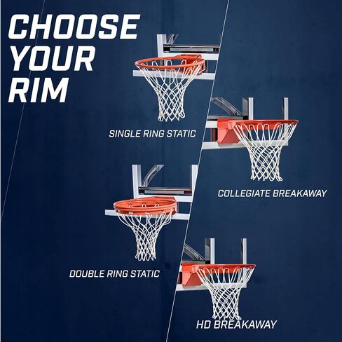 نظام كرة السلة Captain In Ground القابل للتعديل مع لوح خلفي زجاجي مقاس 60 بوصة وحافة مرنة in Kuwait