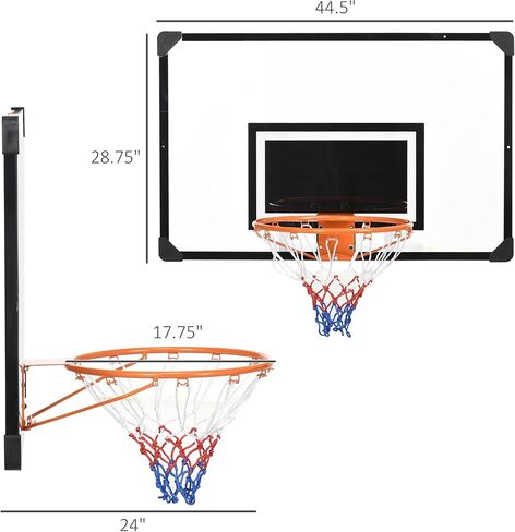 45x29 Shatterproof Mini Wall Mounted Basketball Hoop Backboard Durable Rim Steel Construction Enhanced Durability and Performance in Kuwait