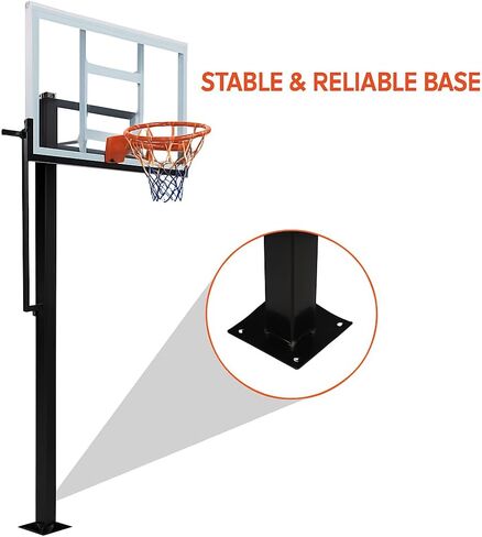 طوق كرة سلة خارجي قابل للتعديل مقاس 55 بوصة، لوح خلفي من الزجاج المقسى، ارتفاع 8-10 أقدام، نظام آمن ومستقر في الأرض للفناء الخلفي والممر والملعب in Kuwait