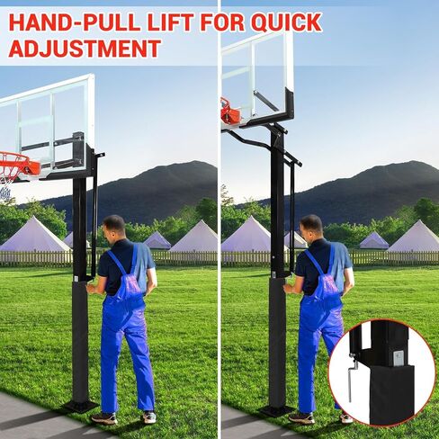 Adjustable 8-10ft In-Ground Basketball Hoop – 55" Tempered Glass Backboard – Rust-Resistant, Stable Outdoor Goal System – Perfect for Backyard, Driveway, or Court in Kuwait