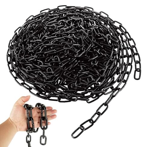 1/3'' x 16.4 Ft Long Black Chain for Hanging, Carbon Steel Heavy Duty Black Chain Link Porch Swing Chain Decorative Chain for Fence, Hanging, Security Lock Chain in Saudi Arabia