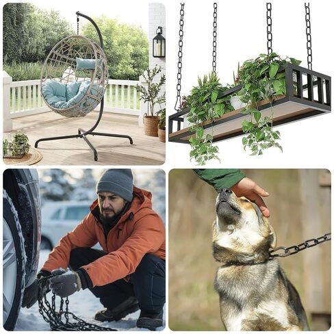 1/3'' x 16.4 Ft Long Black Chain for Hanging, Carbon Steel Heavy Duty Black Chain Link Porch Swing Chain Decorative Chain for Fence, Hanging, Security Lock Chain in Saudi Arabia
