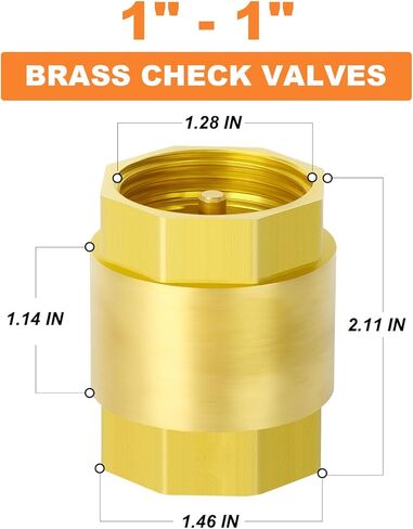 GASHER 2PCS Brass Check Valve 1" Female Thread, Backflow Prevention, One Way Check Valves(new) in Saudi Arabia