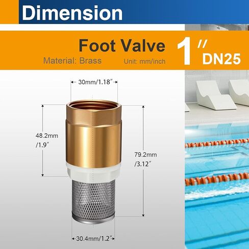 2 حزمة 1 "DN25 صمام قدم نحاسي مع مصفاة، صمام فحص في اتجاه واحد، مانع التدفق الخلفي لمضخة المياه، الري، أنظمة الآبار والمستنقع in Kuwait