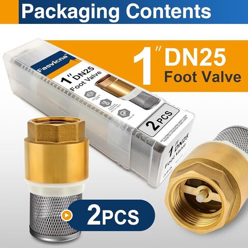 2 حزمة 1 "DN25 صمام قدم نحاسي مع مصفاة، صمام فحص في اتجاه واحد، مانع التدفق الخلفي لمضخة المياه، الري، أنظمة الآبار والمستنقع in Kuwait
