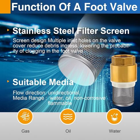 2 حزمة 1 "DN25 صمام قدم نحاسي مع مصفاة، صمام فحص في اتجاه واحد، مانع التدفق الخلفي لمضخة المياه، الري، أنظمة الآبار والمستنقع in Kuwait