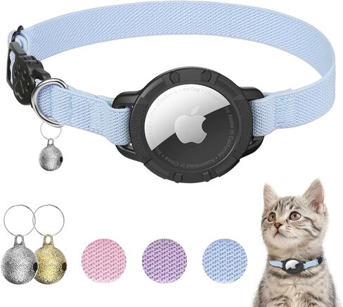 طوق Cat Cat Airtag ، طوق هريرة Sucegi مع حامل علامة Apple Air و Bell ، التصميم المنفصل عن طوق Cat Tracking GPS للقطط والجزر ، (7.5-12.5 بوصة) ، الأزرق in Kuwait