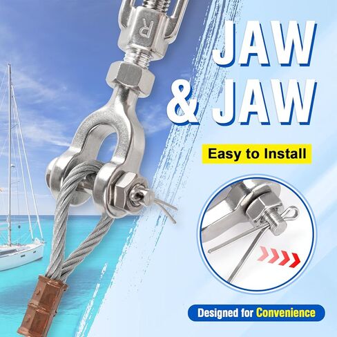 3/16" Turnbuckle Kit 304 Stainless Steel Jaw and Jaw Heavy Duty Turnbuckles for Cables Wire, Shade Sail Hardware, Zipline,Outdoor Applications,Cable Traction 400 Lbs Working Load Limit(1 Pack) in Kuwait