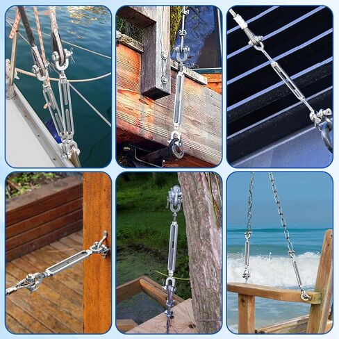 3/16" Turnbuckle Kit 304 Stainless Steel Jaw and Jaw Heavy Duty Turnbuckles for Cables Wire, Shade Sail Hardware, Zipline,Outdoor Applications,Cable Traction 400 Lbs Working Load Limit(1 Pack) in Kuwait