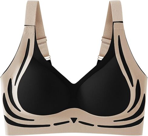 Womens Wireless Bras Comfortable Push Up Smooth V Neck Full Coverage Bralette Seamless Support Tshirt Everyday Bra in Saudi Arabia