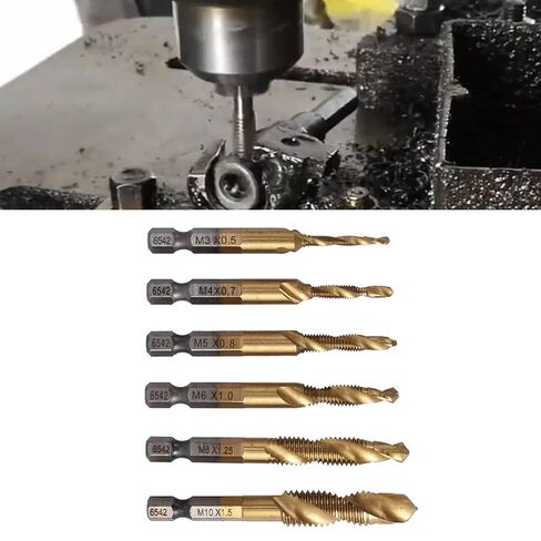 6Pcs Metric Combination Drill Tap Bit Kit M3 M4 M5 M6 M8 M10 in Saudi Arabia