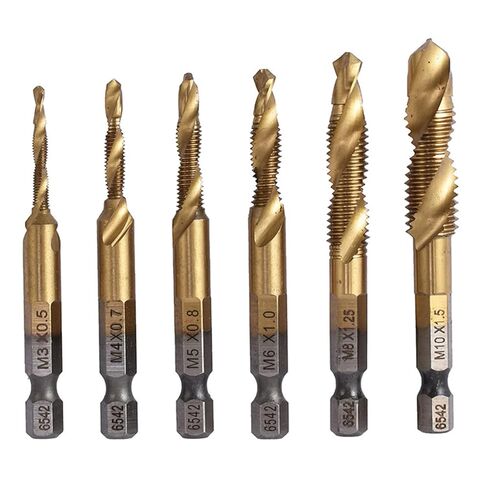 6Pcs Metric Combination Drill Tap Bit Kit M3 M4 M5 M6 M8 M10 in Saudi Arabia