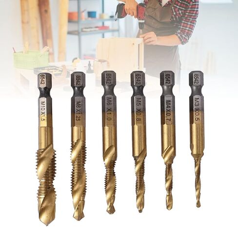 6Pcs Metric Combination Drill Tap Bit Kit M3 M4 M5 M6 M8 M10 in Saudi Arabia