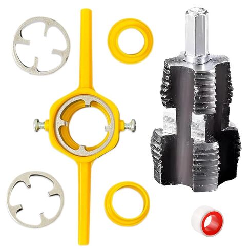 8 PCS Pipe Threading Tool, Include External Pipe Threading Tool 6 PCS, Internal Threading Tool 2 PCS, Mini Plumbers Tape 1 PCS in Kuwait