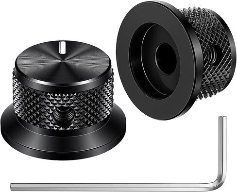 2 قطعة مقبض الجهد الألومنيوم ، 1/4 "D مقبض رمح العالمي الأسود الغيتار حجم المقابض مع مجموعة المسمار للجيتار/باس/AMPS/Preamps in Kuwait