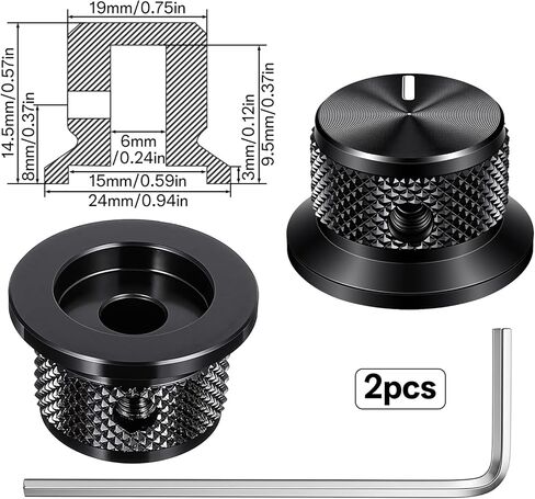 2 قطعة مقبض الجهد الألومنيوم ، 1/4 "D مقبض رمح العالمي الأسود الغيتار حجم المقابض مع مجموعة المسمار للجيتار/باس/AMPS/Preamps in Kuwait