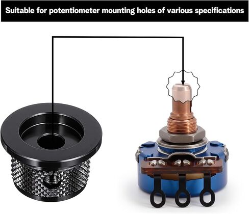 2 قطعة مقبض الجهد الألومنيوم ، 1/4 "D مقبض رمح العالمي الأسود الغيتار حجم المقابض مع مجموعة المسمار للجيتار/باس/AMPS/Preamps in Kuwait