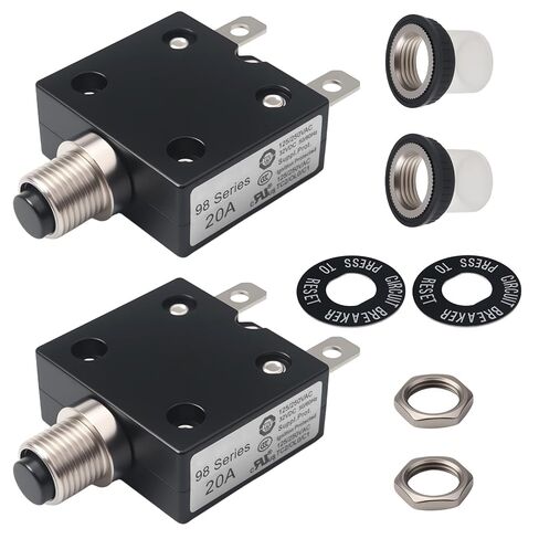 Thermal Circuit Breaker 20 Amps, Push Button Manual Reset Circuit Breakers 125/250V AC 50V DC Thermal Overload Protector L1 Series with Waterproof Button Caps, 20A 2 Pcs in Saudi Arabia