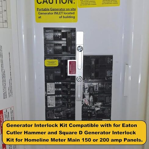طقم تعشيق المولد متوافق مع مطرقة Eaton Cutler وعداد Homeline Square D الرئيسي 150 أو 200 أمبير، قواطع رئيسية ومولدات مجاورة، للاستخدام الآمن للطاقة المحمولة أثناء انقطاع التيار الكهربائي in Kuwait