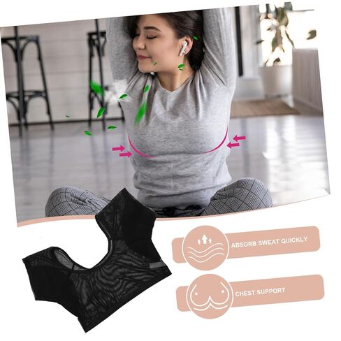 Hemoton Underarm Sweat Vest for Women Sweatproof Shirt with Cotton Sweat Pads Breathable Transparent Mesh Leakproof Underwear for Daily Use in Saudi Arabia