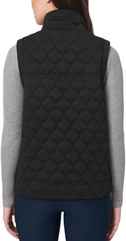 KIRKLAND Signature Women's Stretch Quilted Active Zip Up Vest (US, Alpha, Medium, Regular, Regular, Black) in Saudi Arabia
