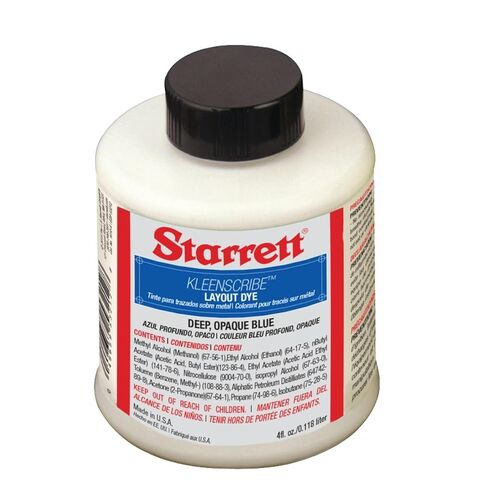 Starrett Kleenscribe Layout Dye - Quick-Drying Dye for Clean, Dry Metal Surfaces - 4 oz Plastic Bottle, Deep Blue - 1610-4 in Saudi Arabia