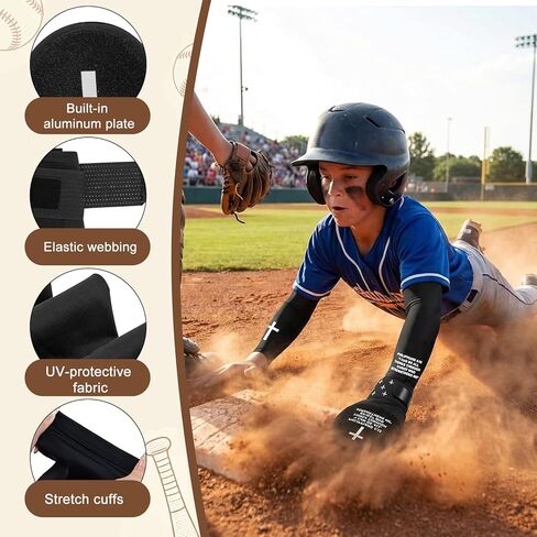 مجموعة قفاز كريستيان منزلق وأكمام للذراع للمراهقين بعمر 13+، قفاز منزلق للبيسبول الديني يمكن استخدامه بكلتا اليدين مع معدات حماية لليد والذراع in Kuwait