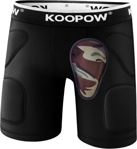KOOPOW شباب بنين سروال قصير مضغوط مضغوط مع كوب وجيب رياضي واقٍ ناعم، ملابس داخلية بيسبول للأطفال، البيسبول، كرة القدم، لاكروس in Kuwait