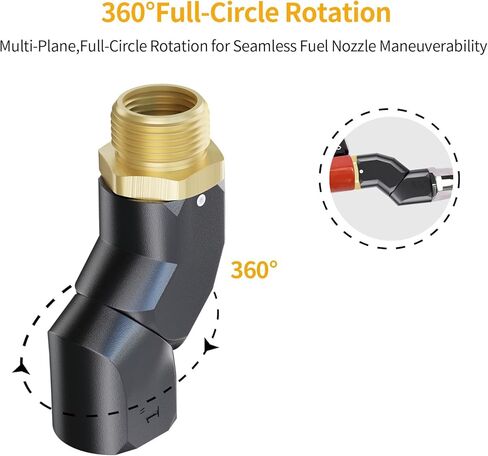 Fuel Nozzle Swivel, Multi Plane 360° Rotating Fuel Tank Fuel hose Swivel Connector,1" Dual NPT Threads Fuel Transfer Swivel for Fuel Pump Hose Nozzle Black in Kuwait