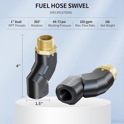 Fuel Nozzle Swivel, Multi Plane 360° Rotating Fuel Tank Fuel hose Swivel Connector,1" Dual NPT Threads Fuel Transfer Swivel for Fuel Pump Hose Nozzle Black in Kuwait