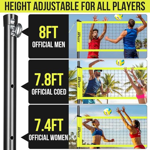 Portable Outdoor Volleyball Net Set,32FT Regulation Size Volleyballs Net System with Height Adjustable Poles,PU Volleyball,Pump,Boundary Line,Anti-Sagging and Carry Bag for Backyard,Beach,Lawn in Saudi Arabia