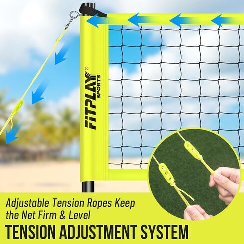 Portable Outdoor Volleyball Net Set,32FT Regulation Size Volleyballs Net System with Height Adjustable Poles,PU Volleyball,Pump,Boundary Line,Anti-Sagging and Carry Bag for Backyard,Beach,Lawn in Saudi Arabia