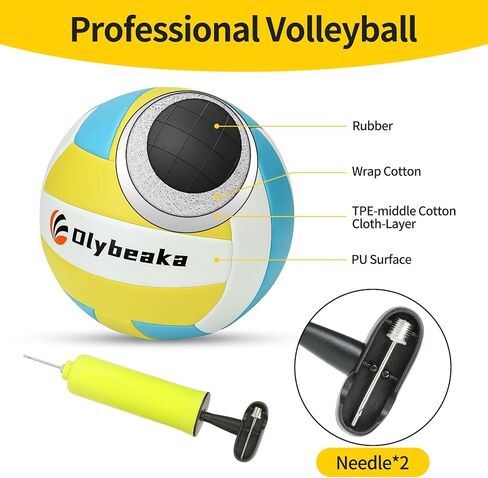 32ft Portable Outdoor Volleyball Net Set for Backyard Beach with Adjustable Poles, Durable, Soft PU Volleyball & Pump, Carry Bag - Easy Set Up & Durable in Kuwait